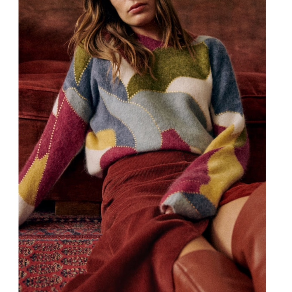 Sezane Multicolor Crew Neck Sweater